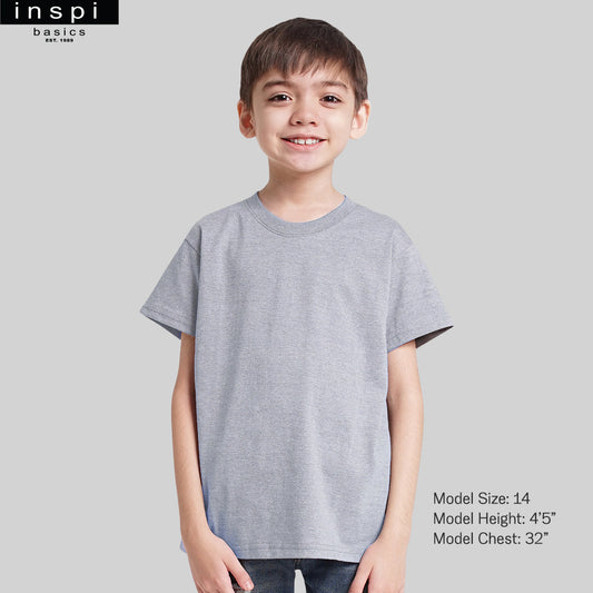 INSPI Basics Premium Cotton Round Neck Shirt Light Gray Tshirt for Boys