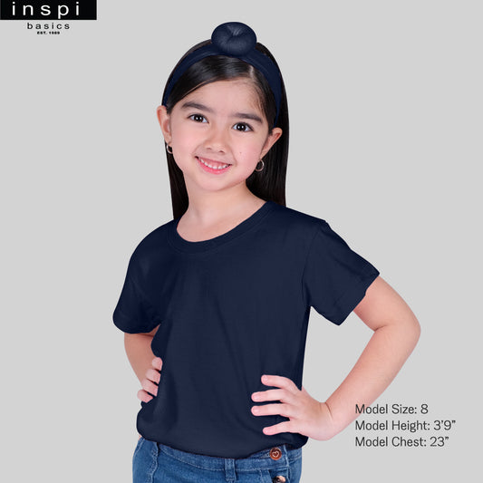 INSPI Basics Premium Cotton Round Neck Shirt Navy Blue Tshirt for Girls