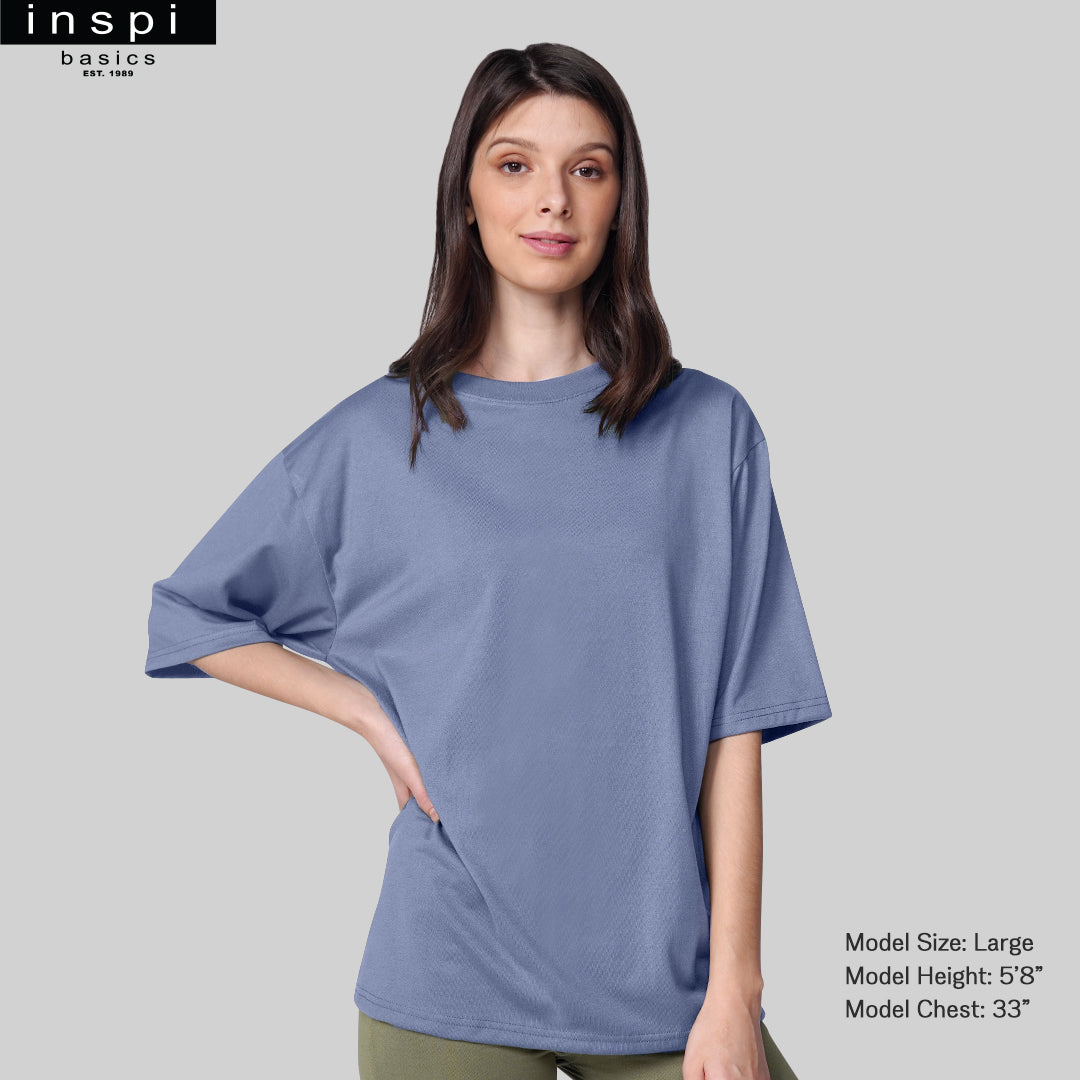 INSPI Basics Premium Slate Blue Oversized Shirt Retro Fresh For Men