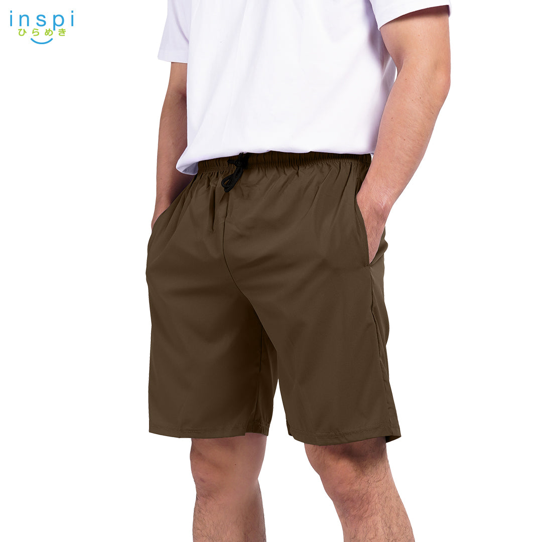 INSPI Training Shorts for Men in Brown Korean Pambahay Summer Casual Comfy Tiktok Short Taslan Men’s
