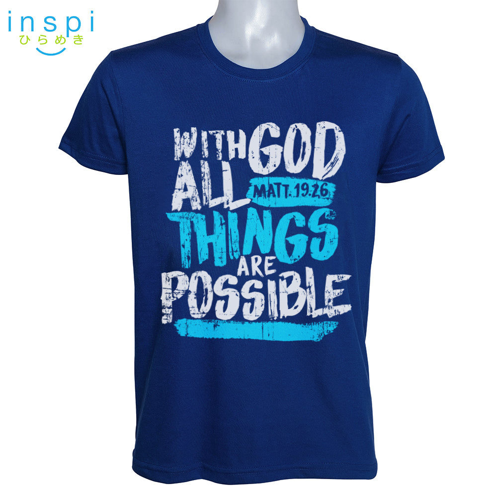 INSPI Shirt With God All Things are Possible Mens Statement Tshirt