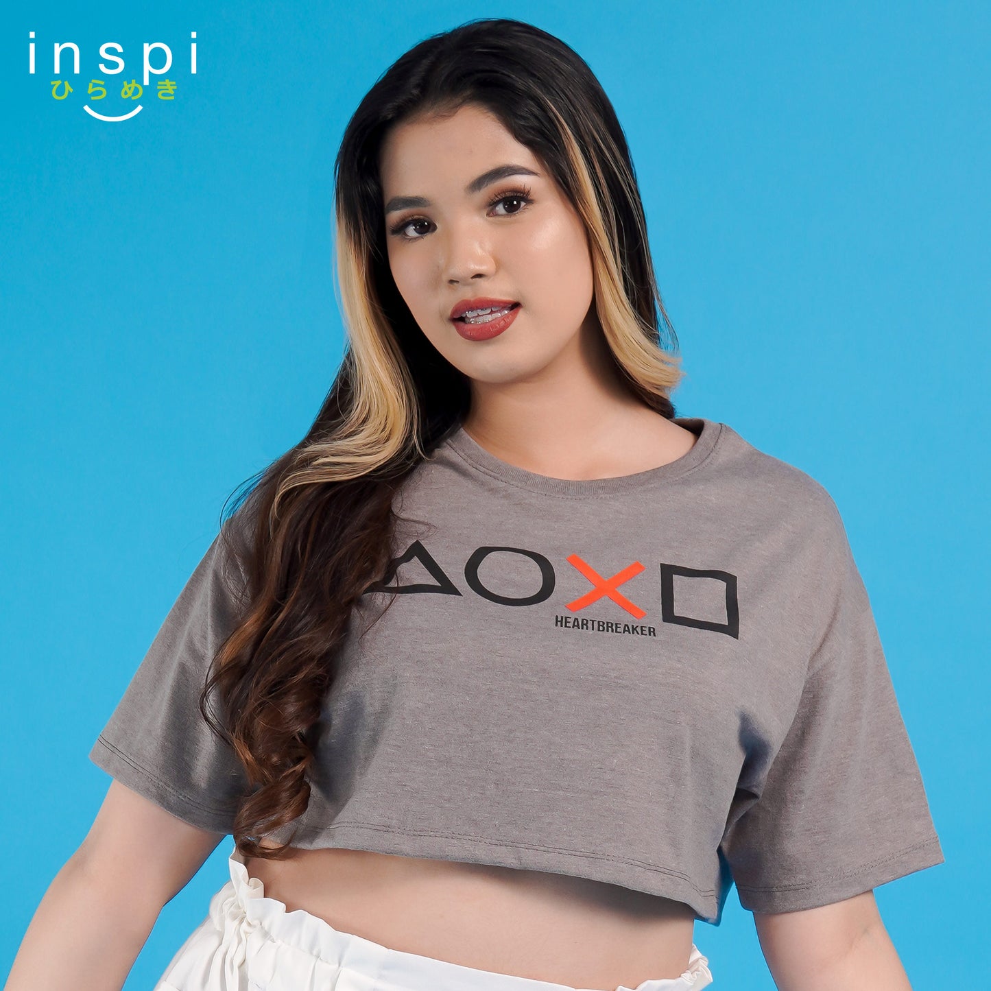 INSPI Oversized Crop Top Playstation Graphic Tshirt