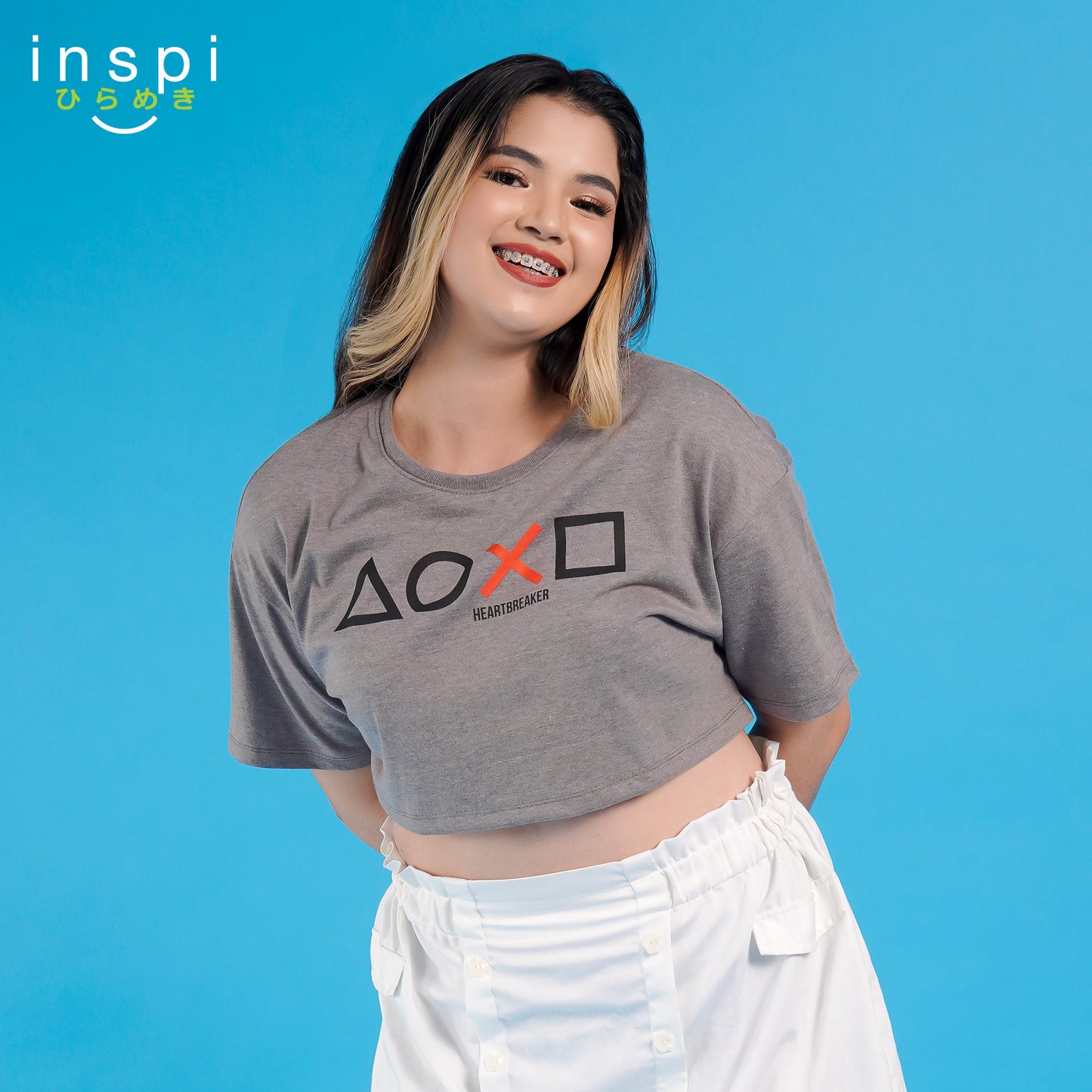 INSPI Oversized Crop Top Playstation Graphic Tshirt