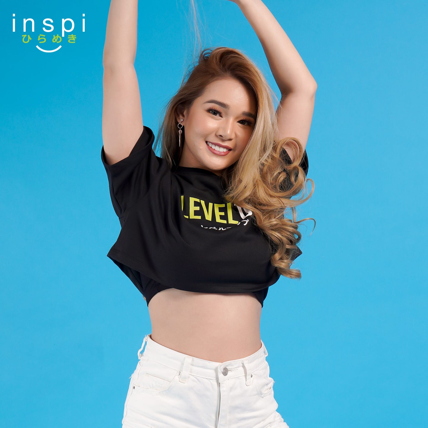 INSPI Oversized Crop Top Level Up Graphic Tshirt
